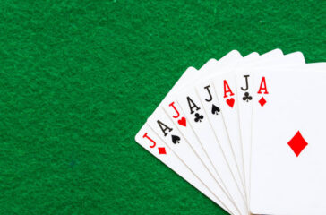 Poker cards form the word hahaha